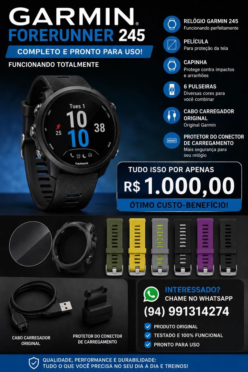 Garmin Forerunner 245 impecável 