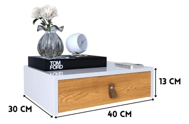Kit 2 mesas suspensas de cabeceira com cabeceira modular estofada adesiva