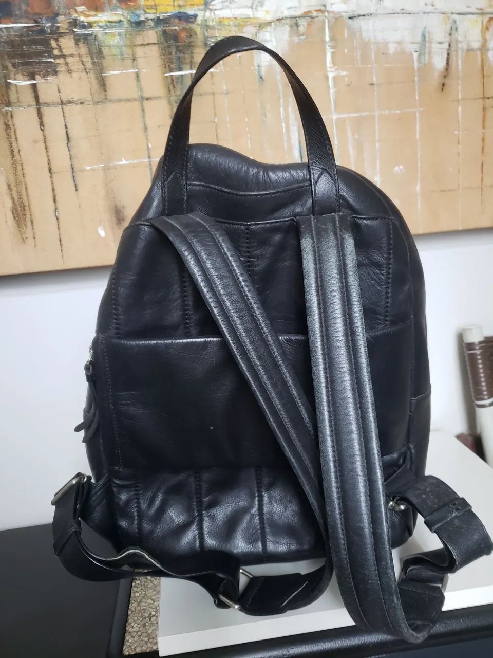 MOCHILA SCHULTZ COURO PRETA - Foto 2