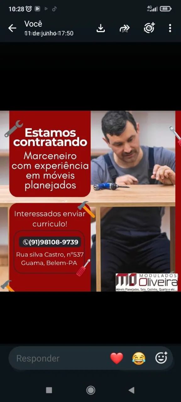 Precisa .se de ajudante e marceneiro 