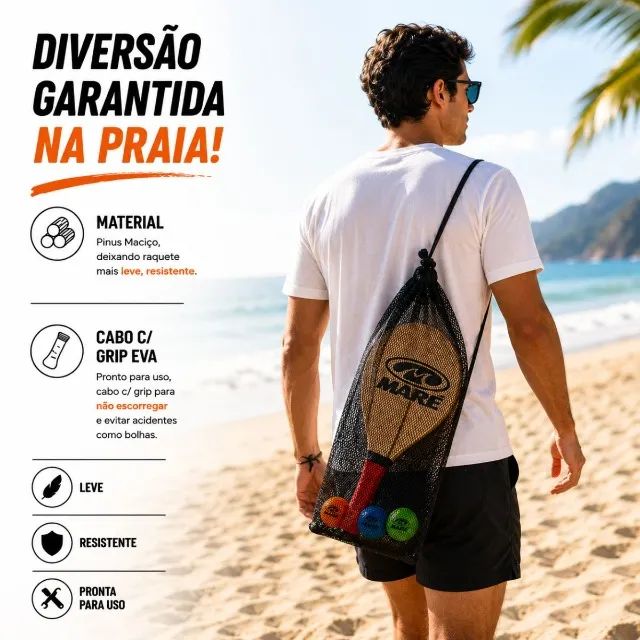 Frescobol com Bolsa e 3 bolinhas Novo  - Foto 2