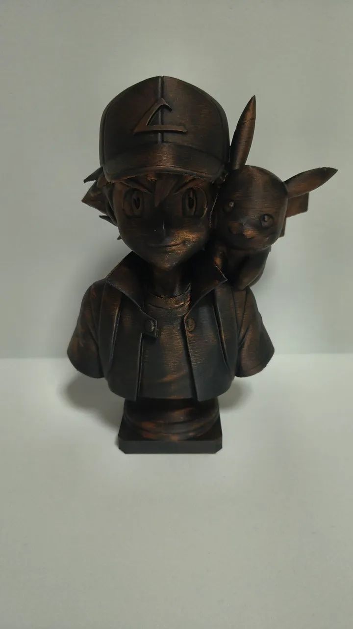 Busto Ash e Pikachu - Impressão 3D - 18cm