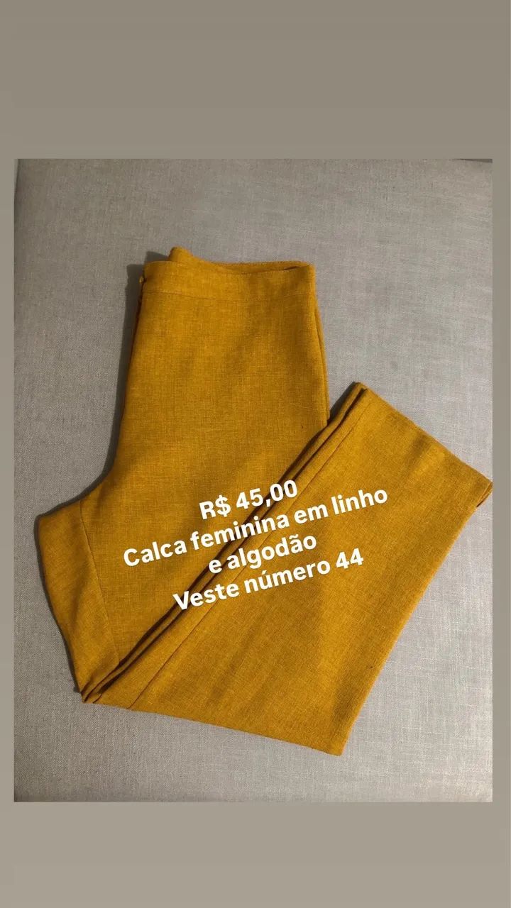 Calça feminina número 44 amarelo açafrão  - Foto 2