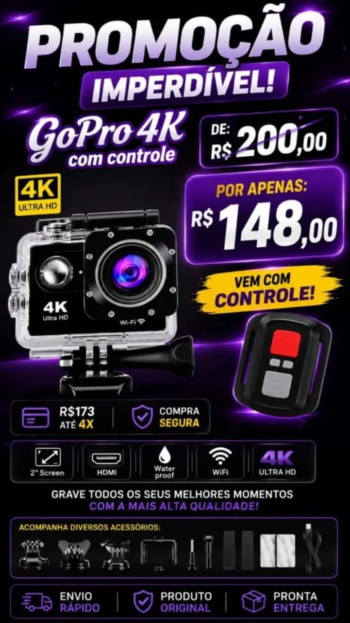Câmera GoPro com controle Nvs