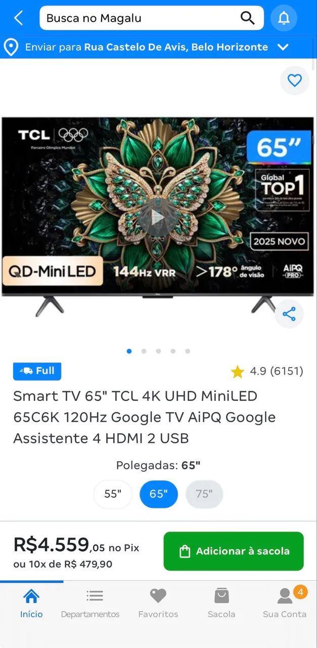 TV TCL C6K 65 Polegadas - Foto 2