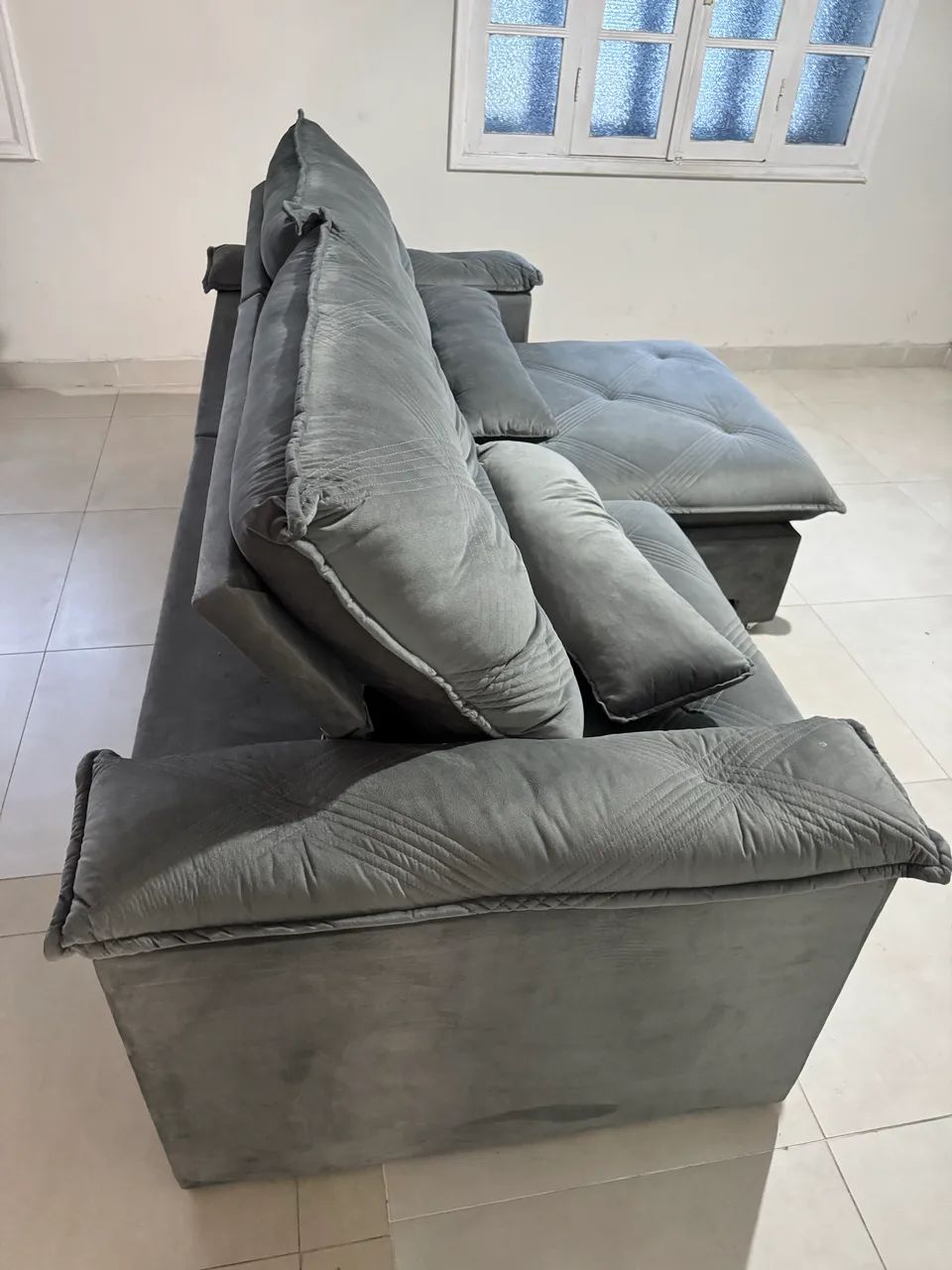 Sofá Dallas 2,5m Retrátil e Reclinável Grafite - Foto 2