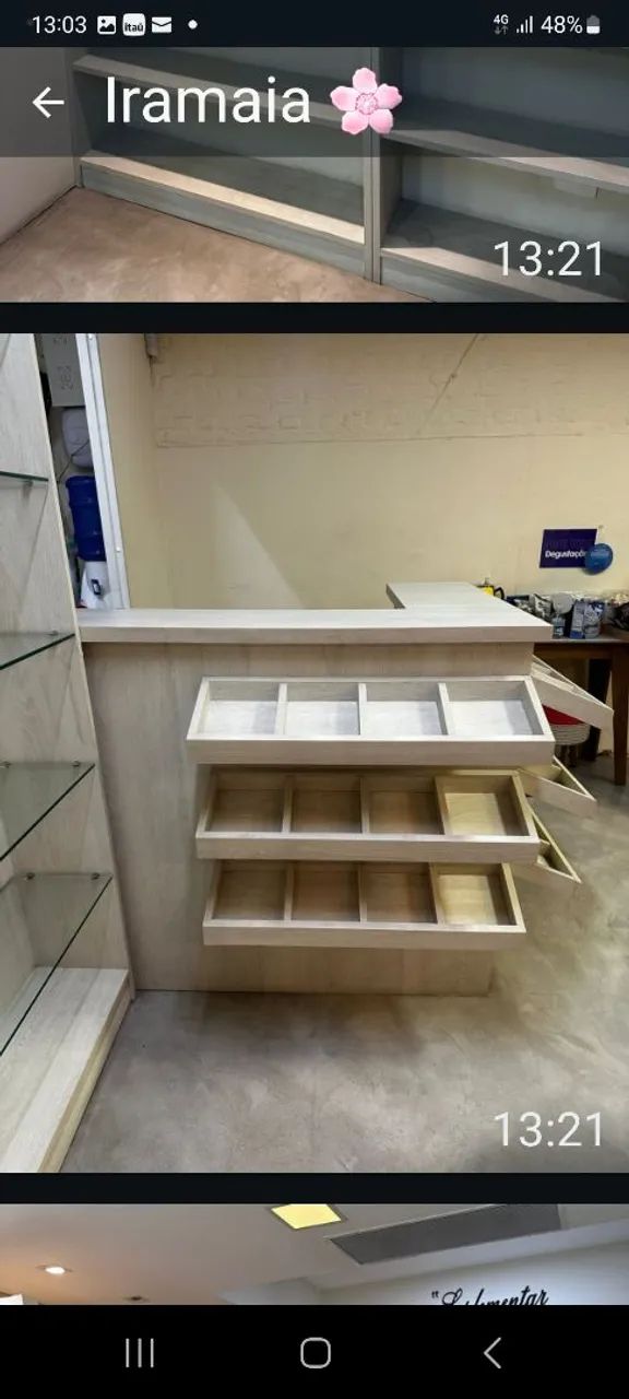 Balcão em L de ótima qualidade com mesa e com 24 nichos.   Só 1000  - Foto 3