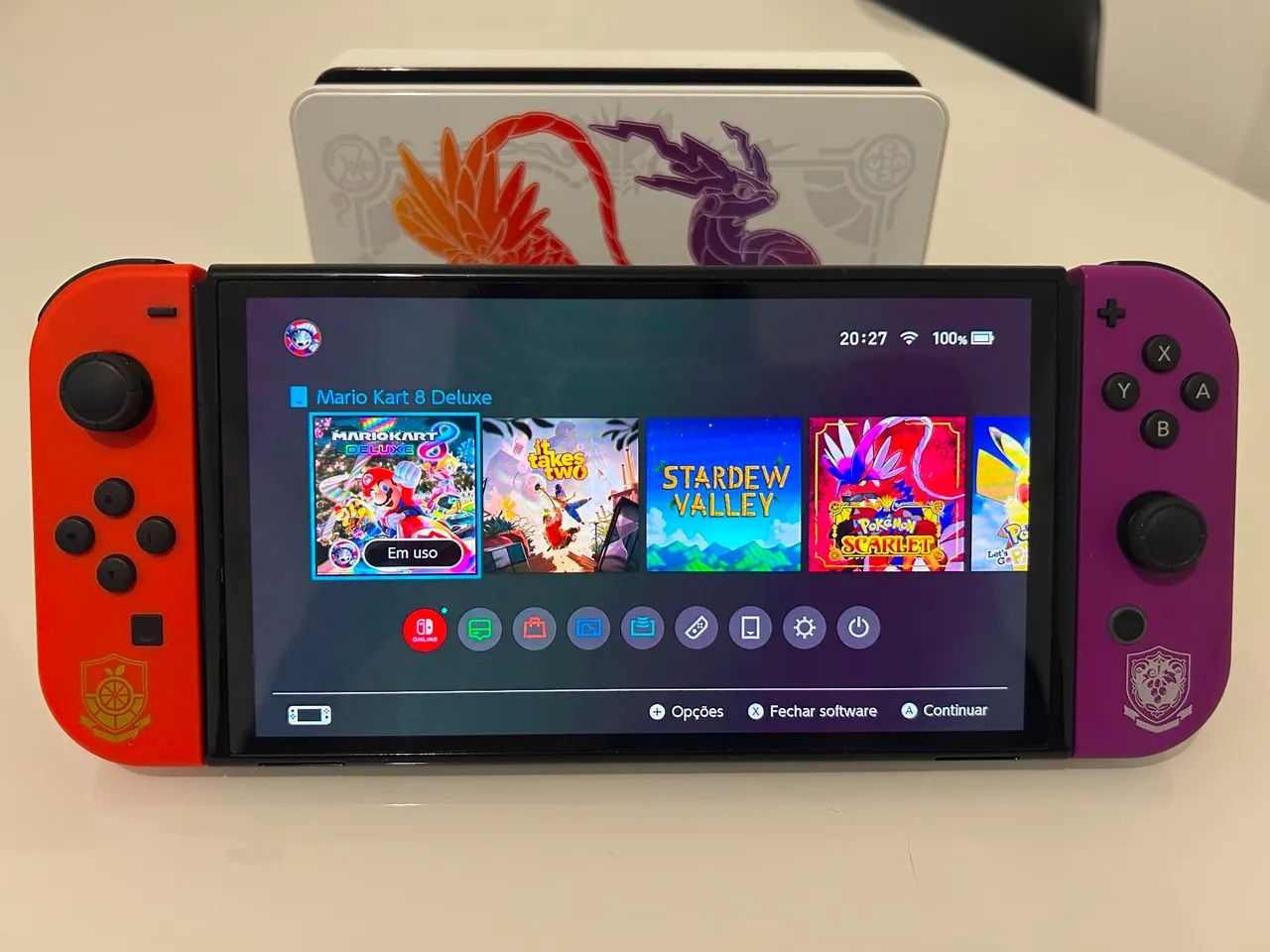 Switch OLED versão Scarlet and Violet + 7 jogos  - Foto 4