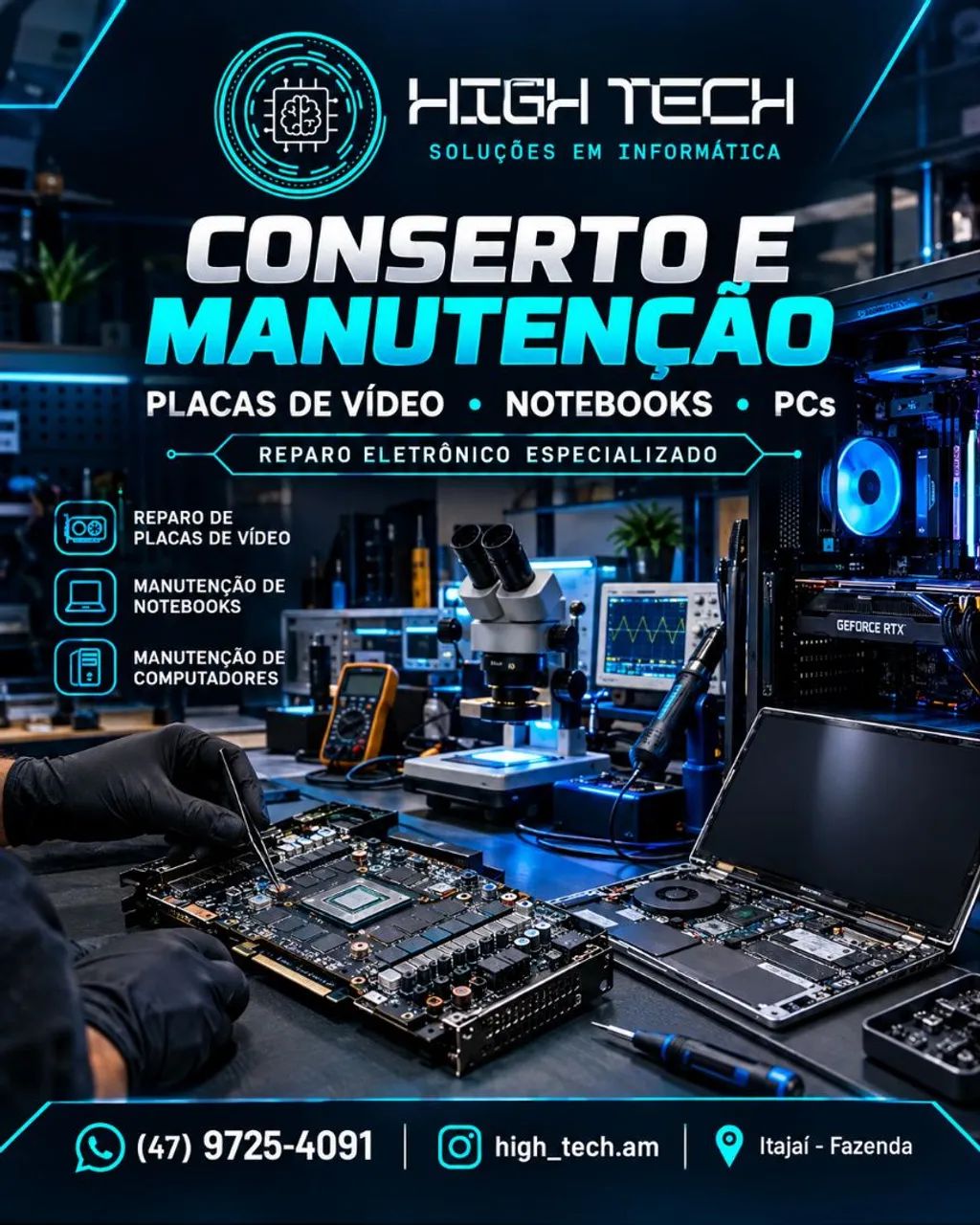 CONSERTO/MANUTENÇÃO/ COMPUTADORES E NOTEBOOKS