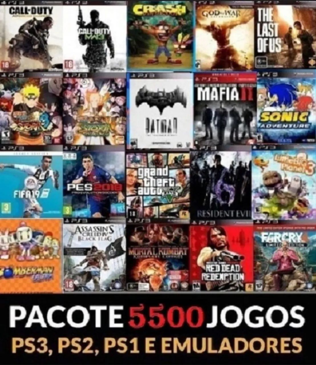 Pacote de jogos para ps3