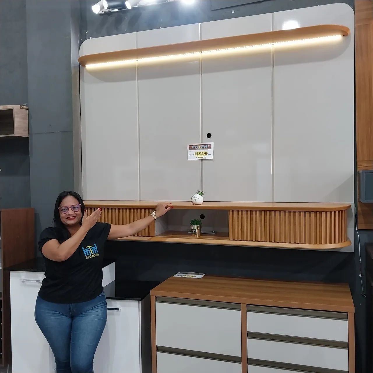 PAINEL HOME 100% MDF PARA TV 70 COM LED - Foto 2