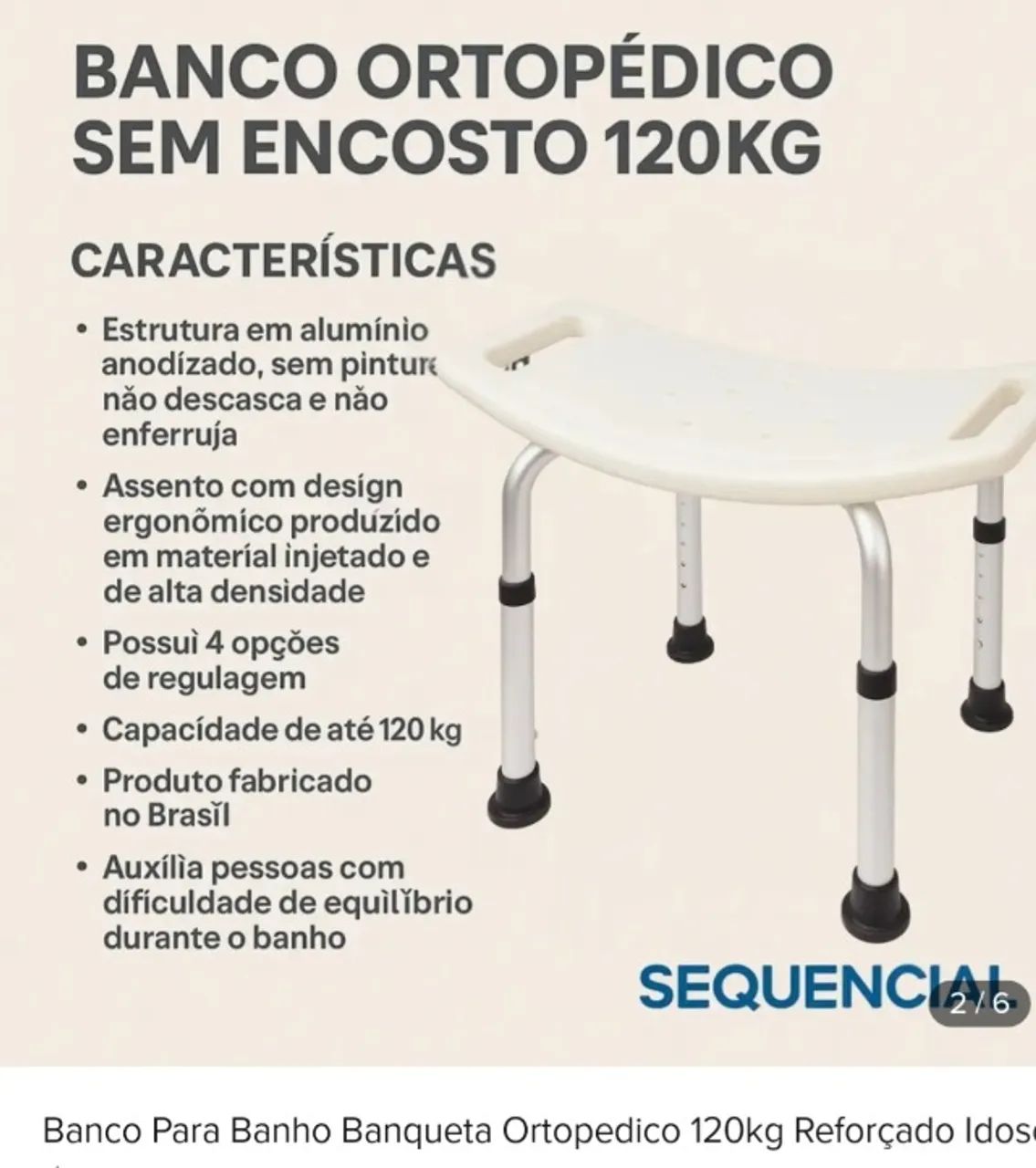 Banco Ortopédico sem encosto 