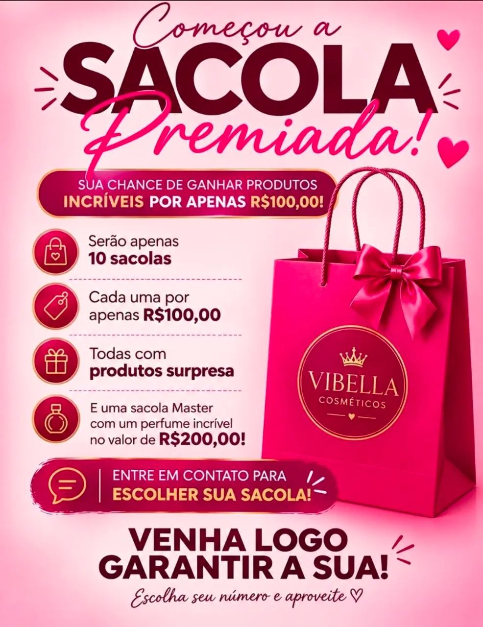 Sacola premiada com produtos da oboticario 