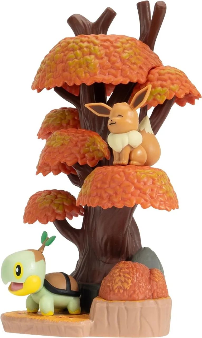 Pokémon Ambiente De Floresta Outonal Eevee E Turtwig Jazwares   - Foto 2