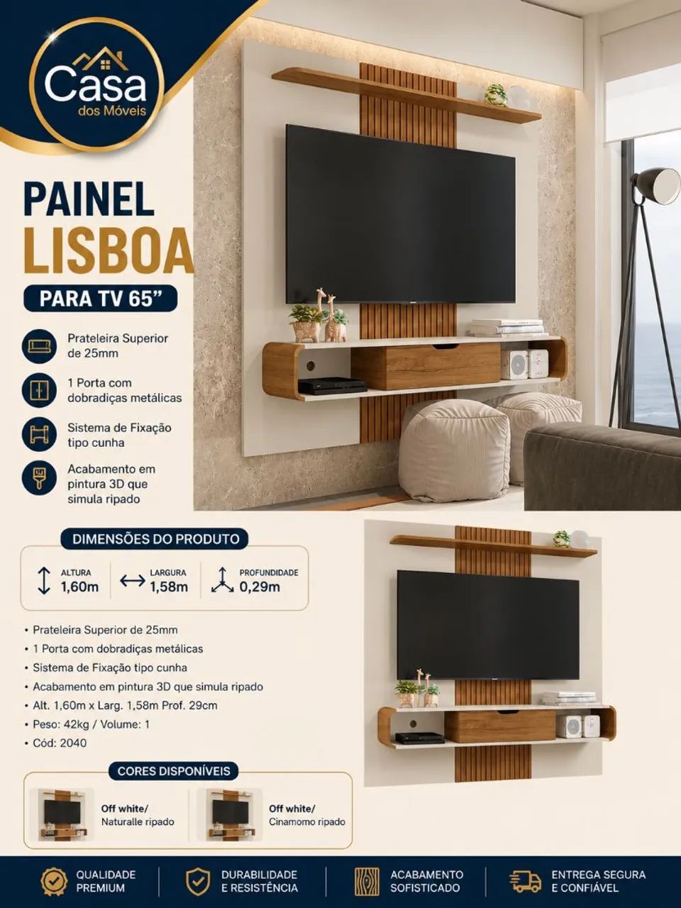 Painel Lisboa TV 65 1.58m