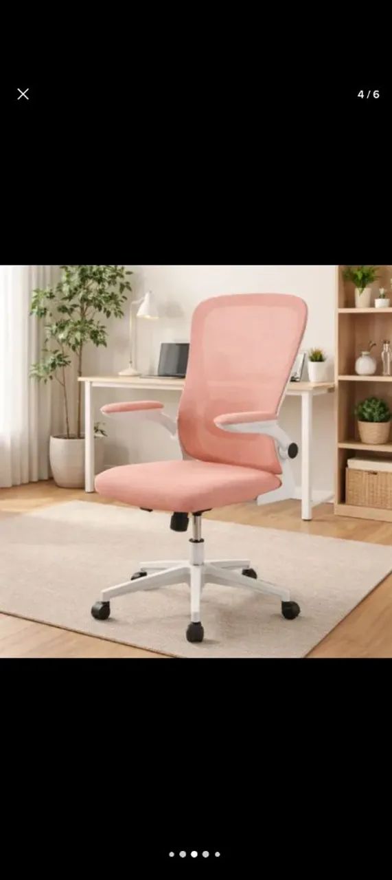 Cadeira Escritório Rosa Ergonômica Tela Mesh Ajustável - Foto 2
