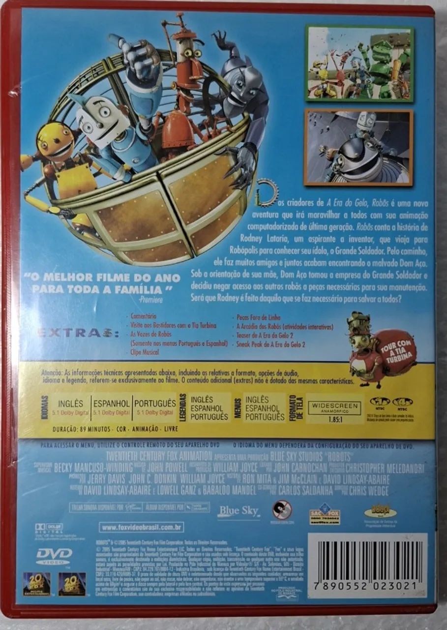 Dvd Robôs Filme Clássico Animação 89Min/ Usado - Foto 2