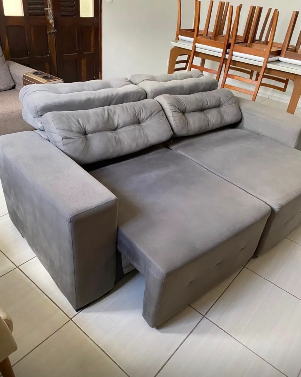 Sofá retrátil Cinza! - Foto 2