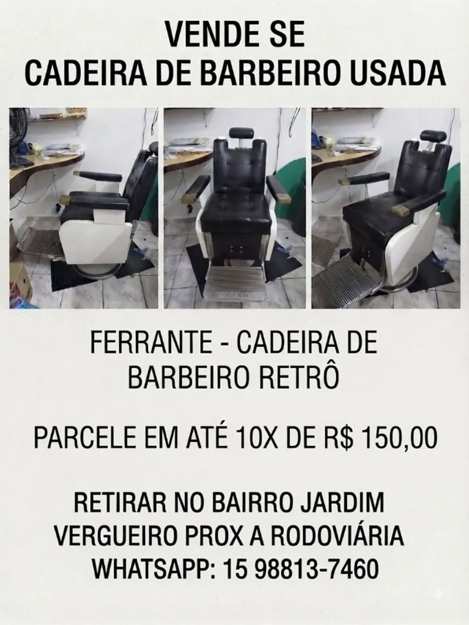CADEIRA BARBEIRO RETRÔ