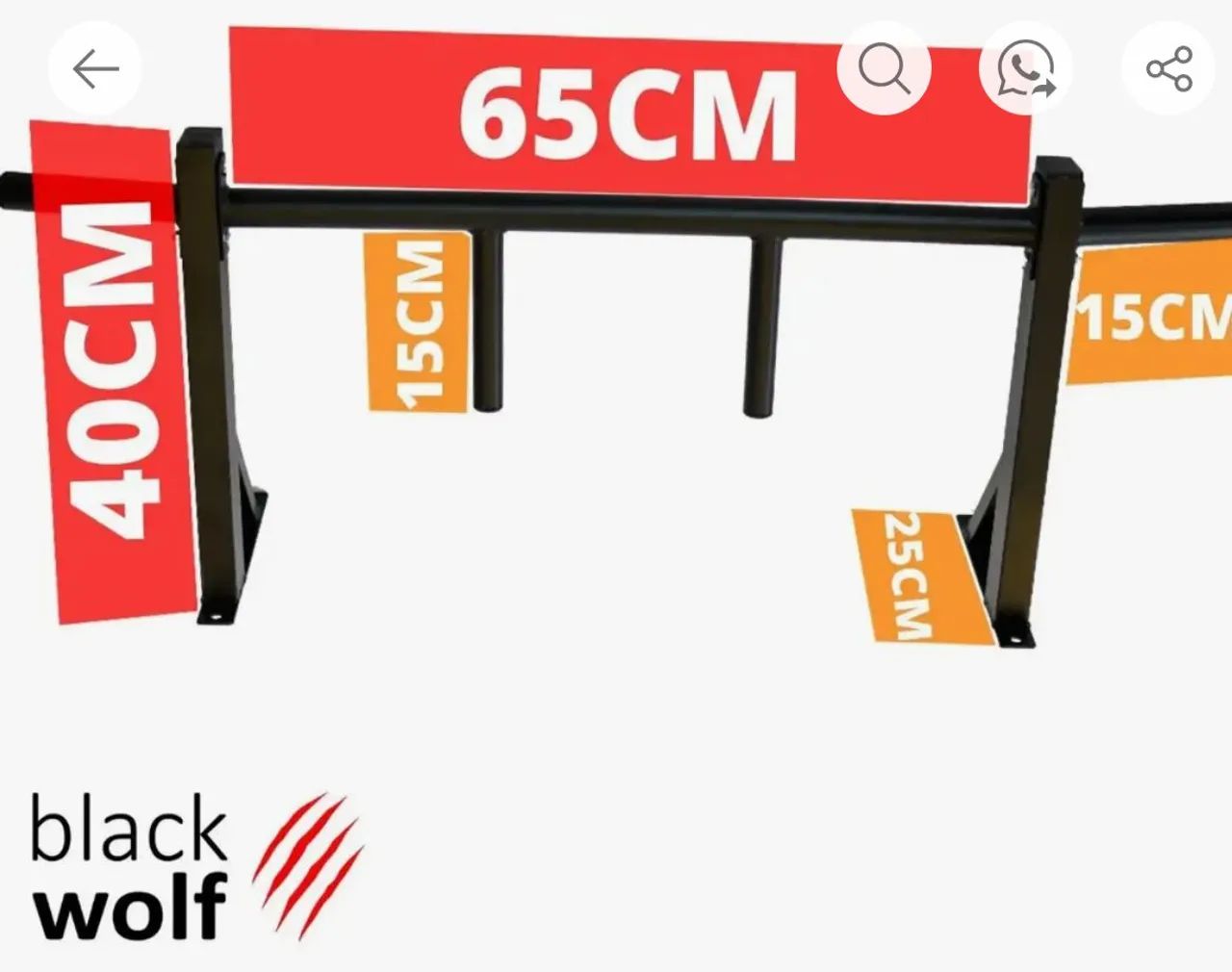 Barra Fixa Blackwolf 40cm Pegada Neutra - Aço - Foto 2