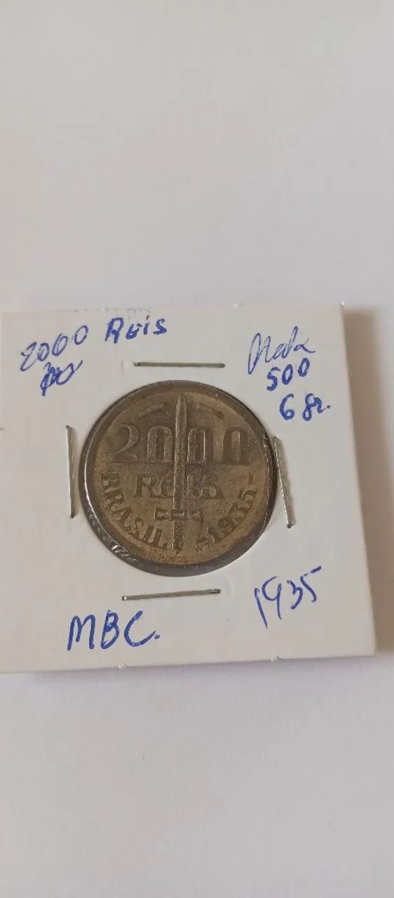 Moeda Antiga Prata 2000 Réis 1935 - Duque de Caxias (MBC)