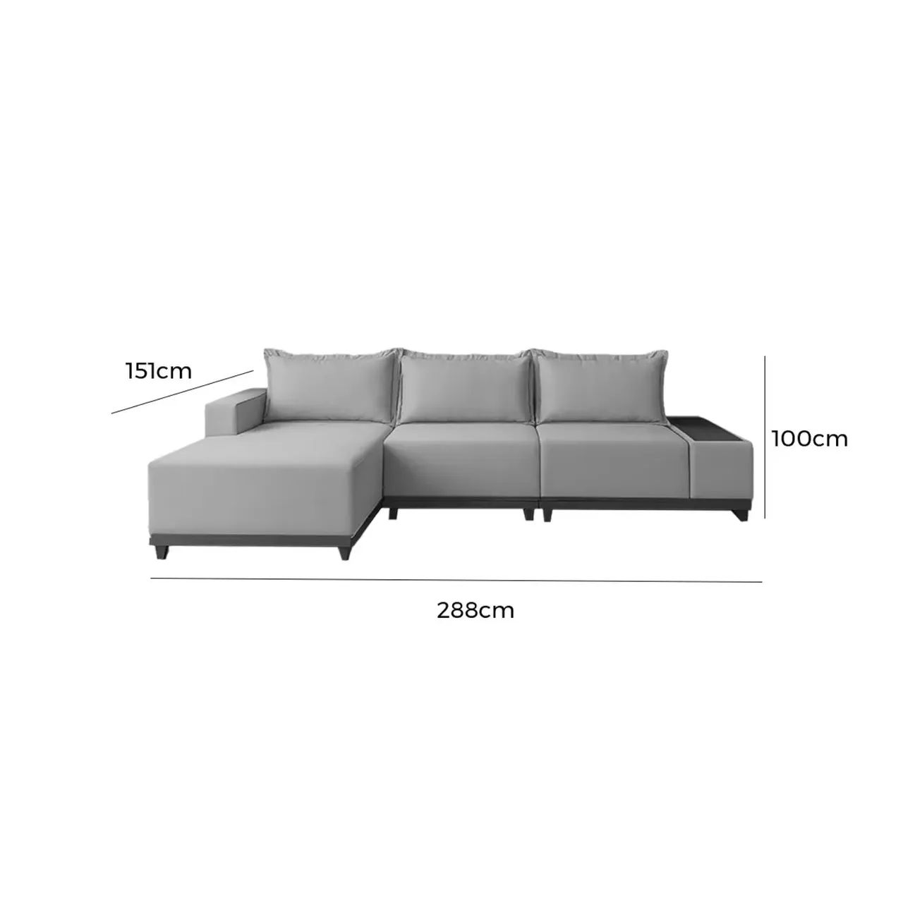 Sofá Living Suiça 6 Lugares com Chaise 288cm Tecido Linho - Foto 2