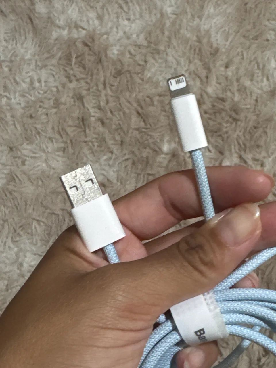 Cabo Baseus USB para Lightning iPhone - Branco/Azul - Foto 2