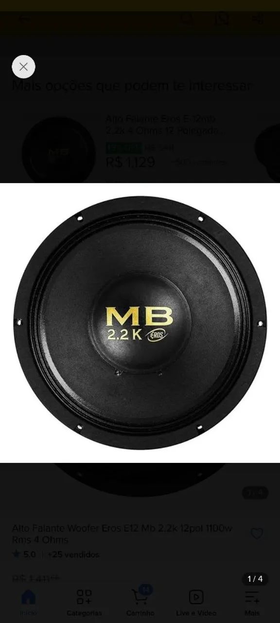 Alto Falante Eros E-12 MB 2.2K é um woofer de 12 polegadas novo na caixa com nota fiscal   - Foto 4