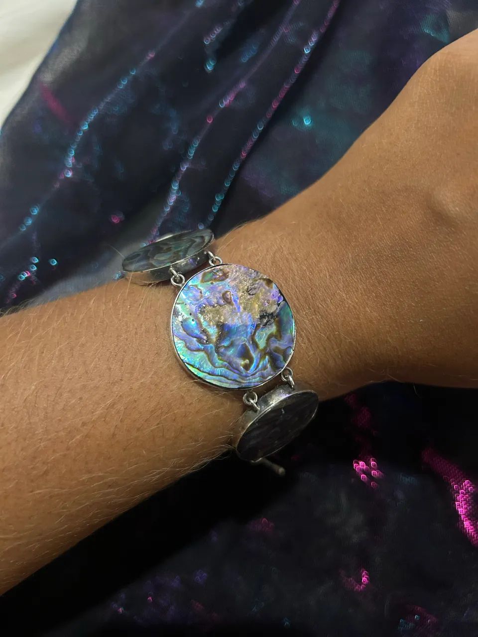 Pulseira de prata com abalone