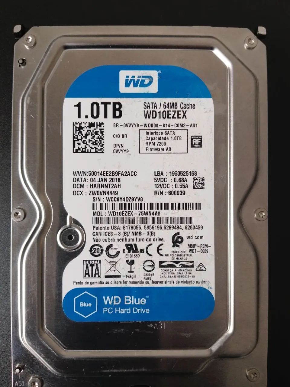 HD WD BLUE SATA 1TB de ram 