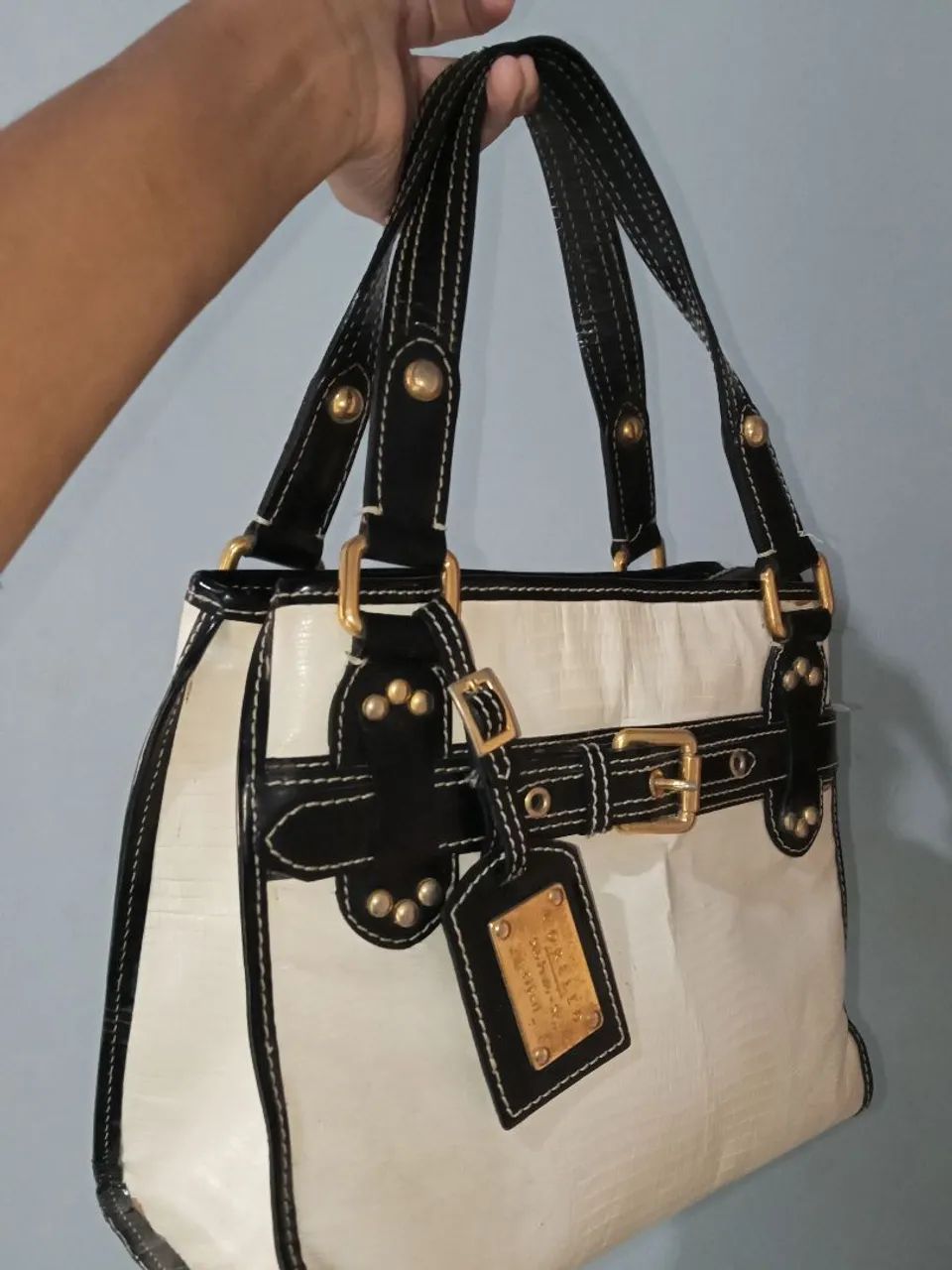 Bolsa vintage Corello preta e branca