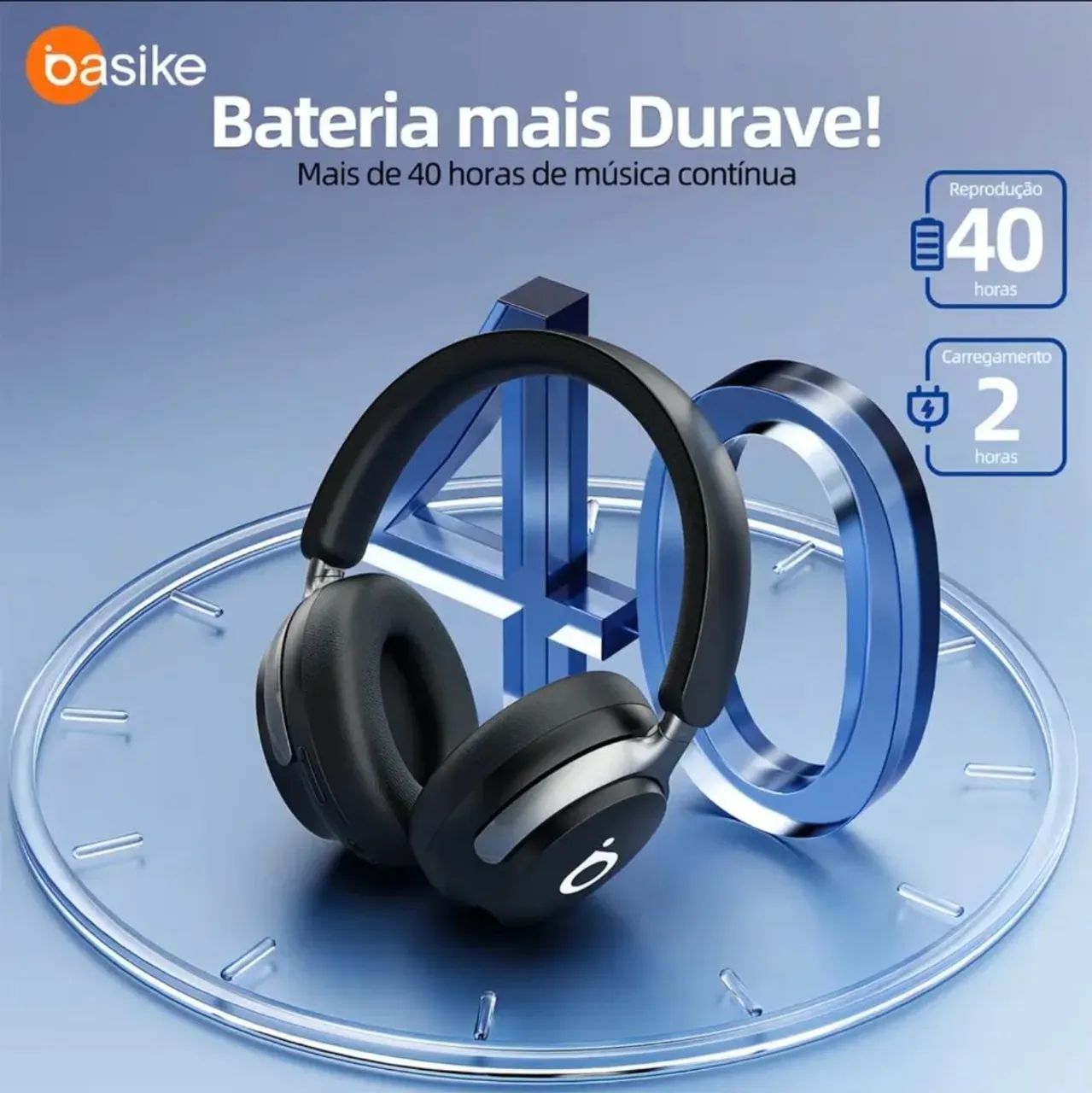 Headphone Bluetooth Basike ANC Hi-Fi 40h - Foto 2