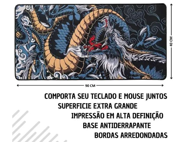 Mousepad Gamer Dragão Azul 90x40cm extra grande - Foto 5