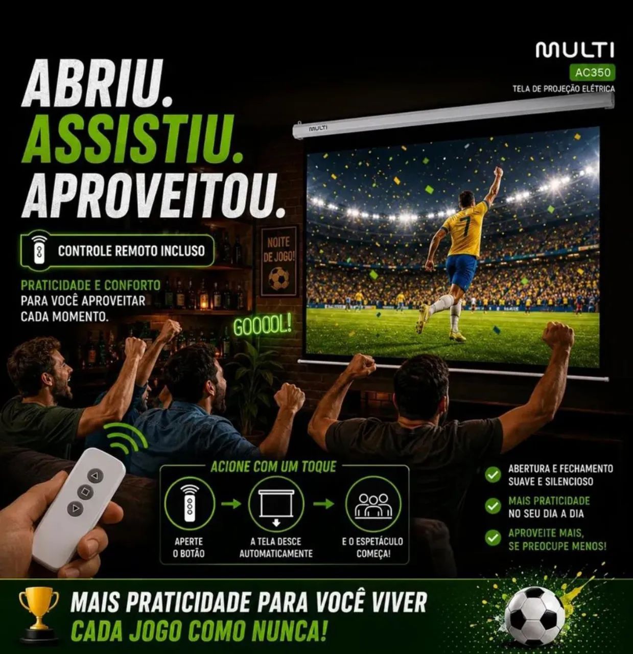 Tela de Projeção Elétrica Multi de 100 Polegadas 