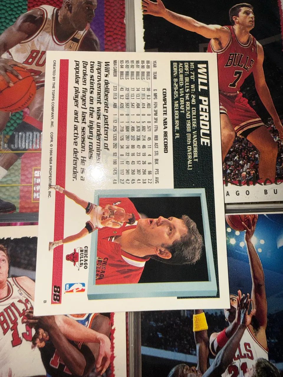 Will Perdue 1994-95 Topps #88 Chicago Bulls NBA - Foto 2