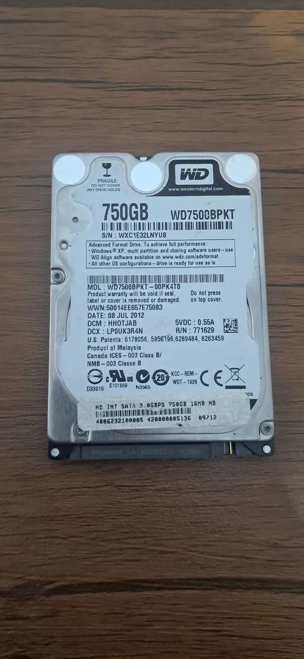 Hd 750gb Western Digital 2,5"