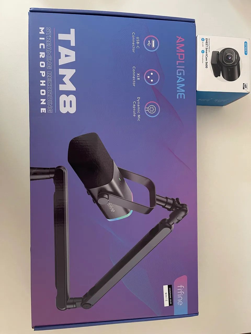 Fone de mesa e câmera para lives 