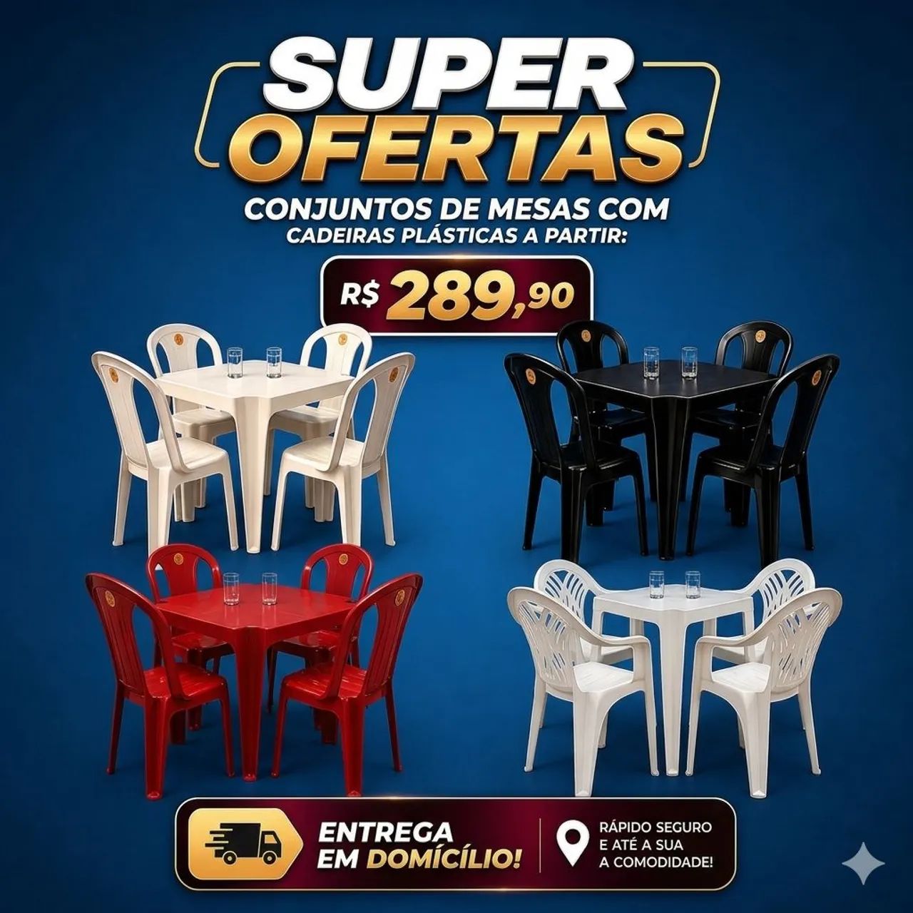 Conjuntos de mesas e cadeiras plásticas a partir: