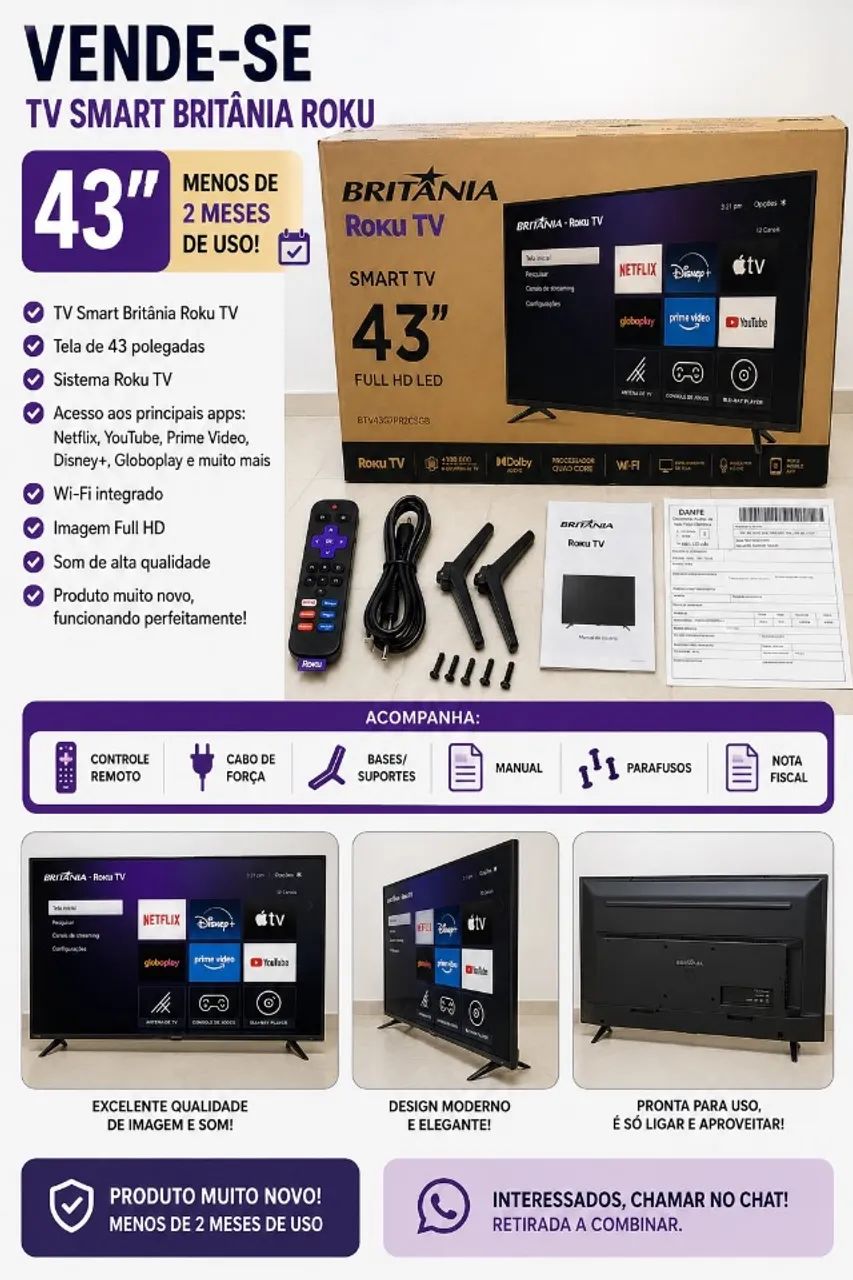 TV 43? BRITÂNIA - ROKU TV - Foto 2