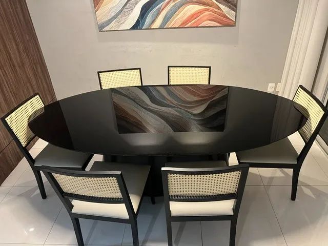 Mesa de jantar oval c/ 6 cadeiras  - Foto 2