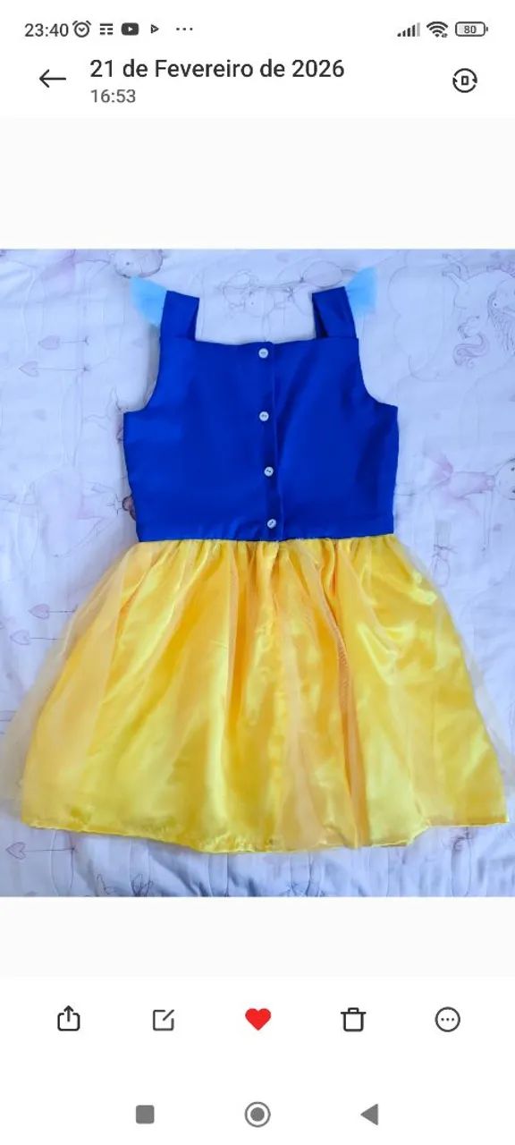 Vestido/fantasia Branca de Neve. Veste 6 anos - Foto 2
