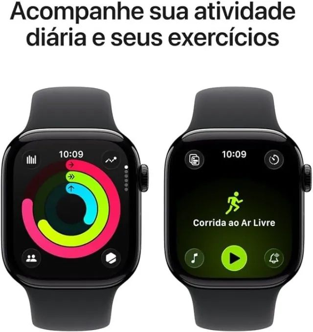 Apple Watch Series 11 GPS, Caixa em alumínio preto de 42 mm com Bracelete preto p/m - Foto 2