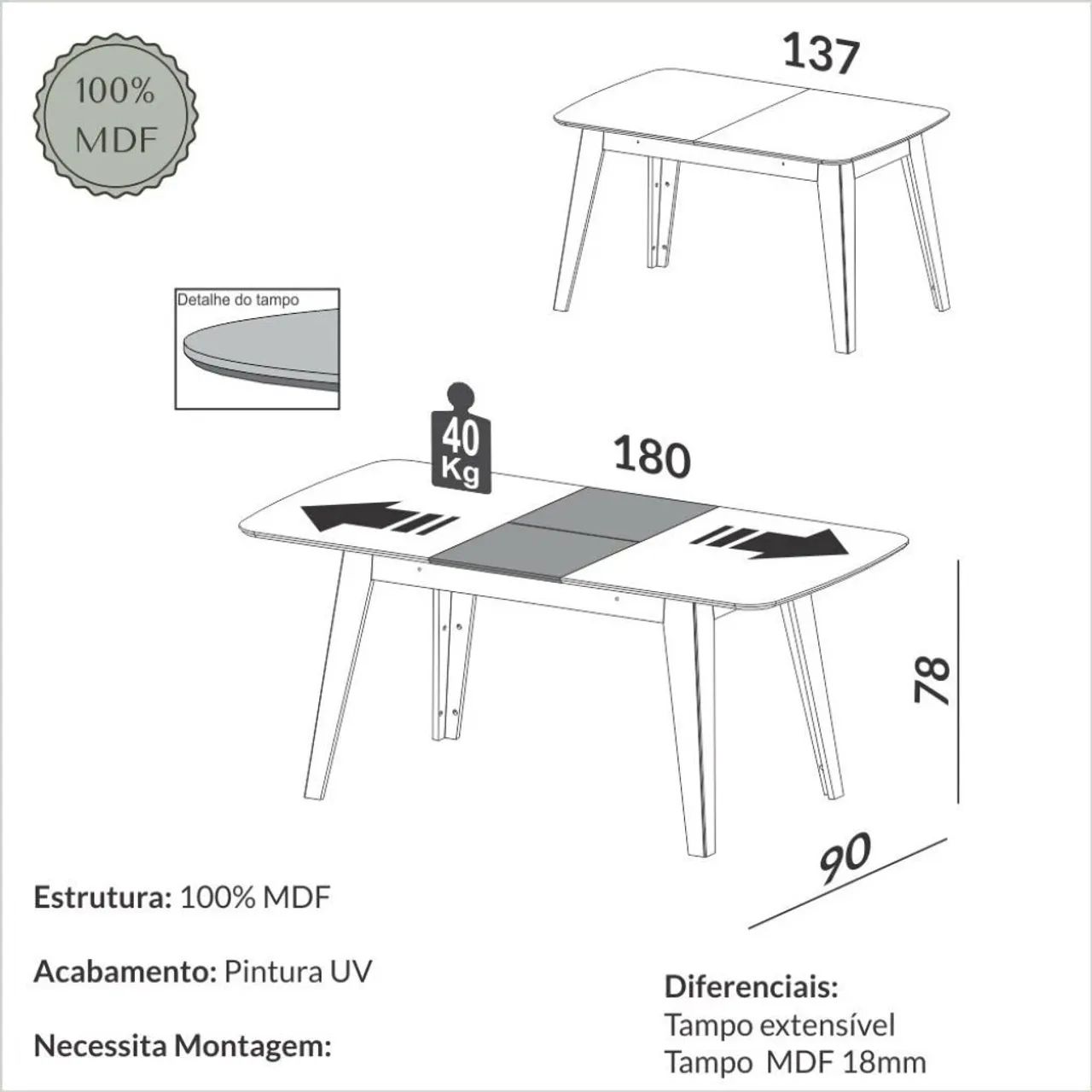 Mesa extensível  - Foto 4