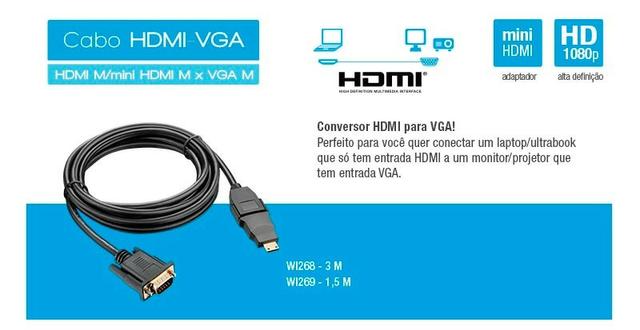 Cabo hdmi/vga Multilaser WI268 - Novo - Foto 3