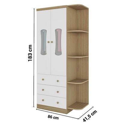 Guarda Roupa Infantil Luna 100% MDF 2 Portas e com Prateleiras - Peroba - Foto 4