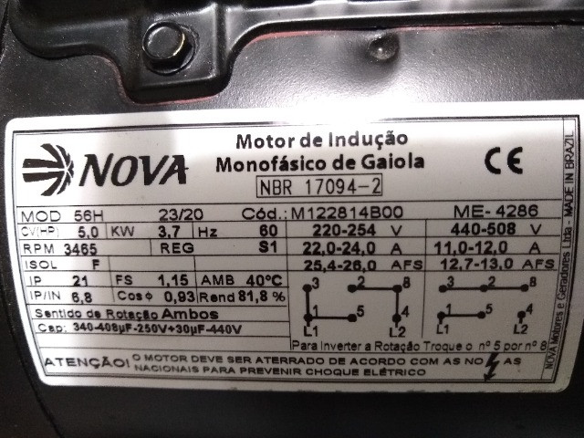 Vendo motor de indução monofasico de Gaiola