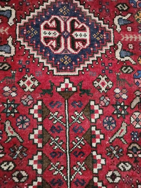 Tapete Persa Antigo - Shiraz de lã  a mão de origem Iraniana - Medidas 1,63 X 1,13= 1,84 m - Foto 4