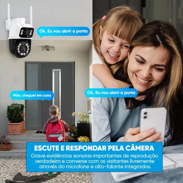 Câmera De Segurança Wi-fi Smart Camera A28b Dupla 3MP Icsee Cor Branco - Foto 4