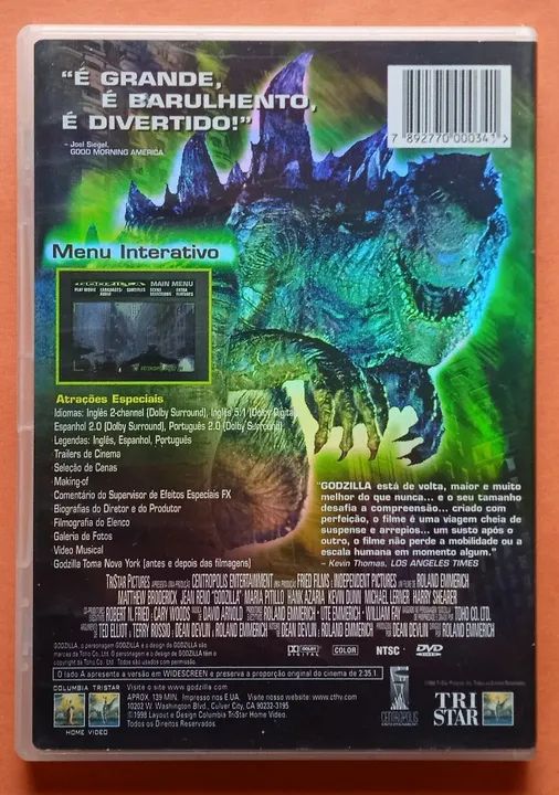 Dvd Godzilla (1998) (Encarte Interno) - Foto 2
