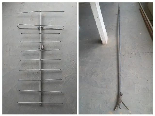 Antena p/ TV e haste de ferro de 4,30 m c/ base p/ instalação. Favor ler o anúncio.